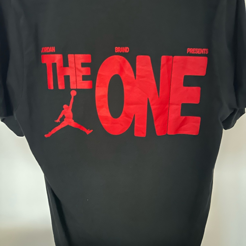 Jordan Black Tee with Red 'The One' Graphic